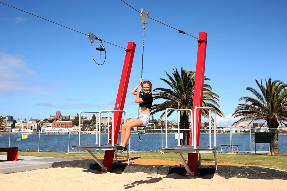 A young girl playing on equipment at Stockton Active Hub