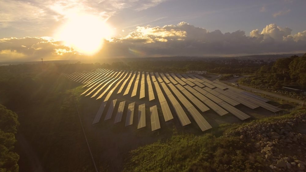 solar farm at Summerhill Waste Centre at sunset