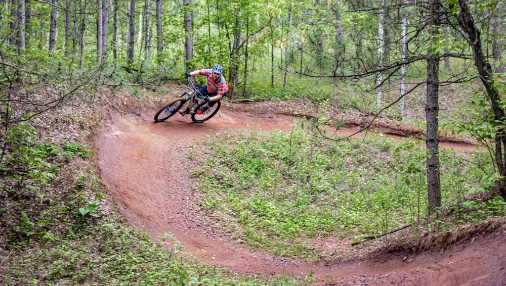 Mountain biking on a trail