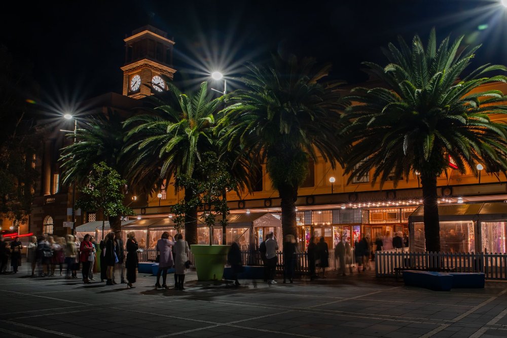 People lining up for a show at the Civic Theatre