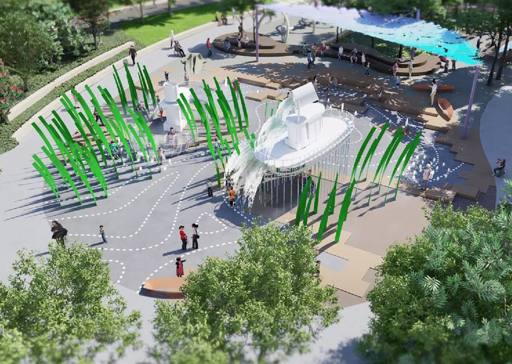 Mock up photo of the proposed water fountain area as part of the Newcastle foreshore project