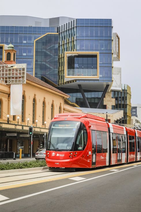 Light rail on Hunter street Newcastle