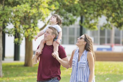 A family walking through Newcastle city