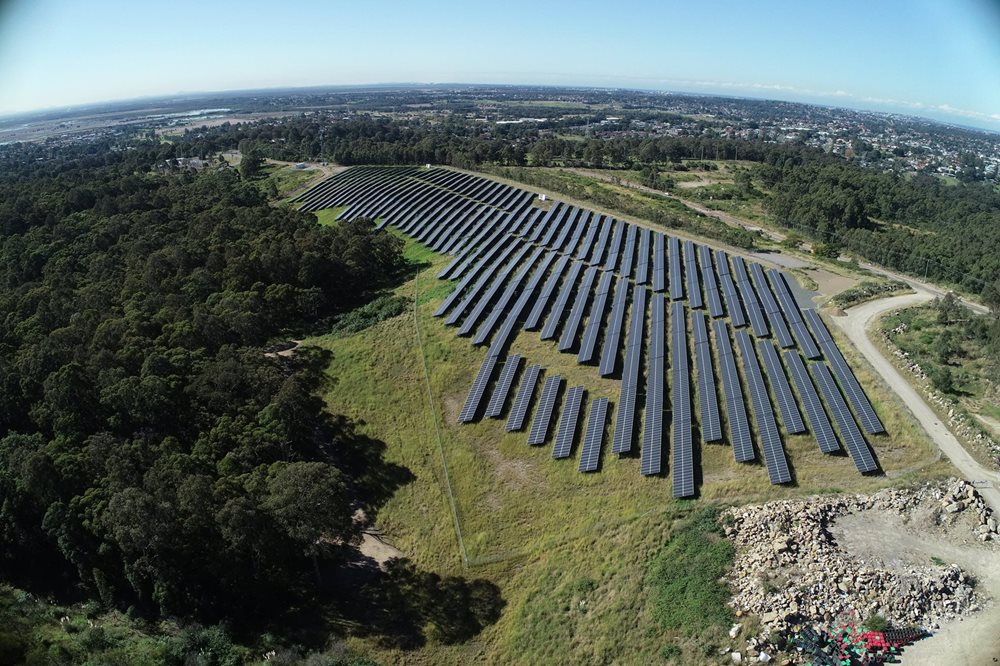 Aerial view of solar panels at Summerhill 