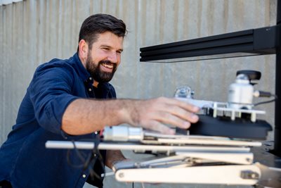 A guy installing technology