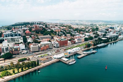 Aerial view of Newcastle harbour